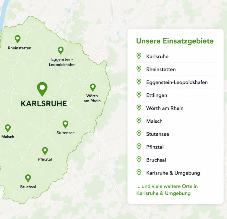 Einsatzgebiet Hausmeisterservice Karlsruhe und Umgebung Hausmeisterservice Karlsruhe Einsatzgebiet Karte für Karlsruhe, Wörth am Rhein, Rheinstetten, Ettlingen, Stutensee und Umgebung